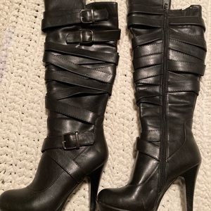 Black knee high boots, 3’ heel. Brand new